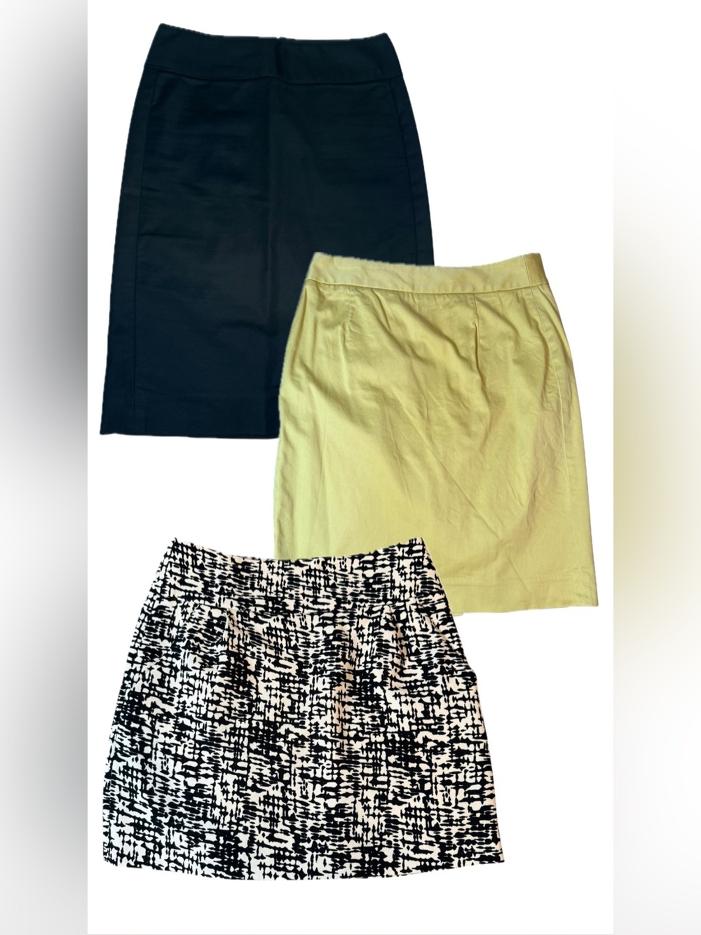 Bundle Of Black, Mustard Yellow & Black-White Pattern Women’s Skirt